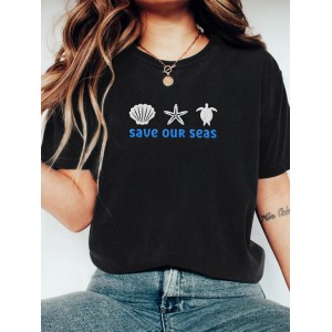Save Our Sea Embroidered Art Cozy T Shirt