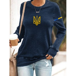 Women's Ukrainian Trident Flag Print Sweatshirt