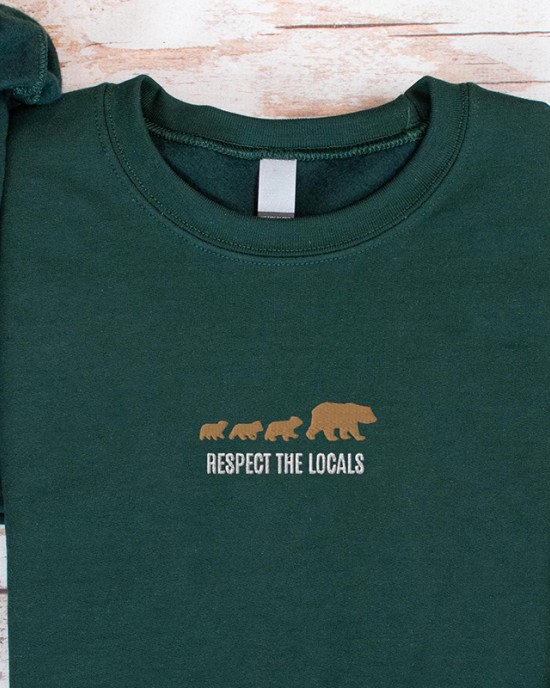 Embroidered Respect For Natives Mama Bear And Cub Ladies Sweatshirt