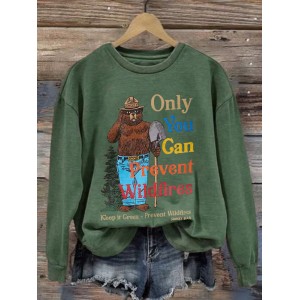 Women's National Park Printed Round Neck Sweatshirt