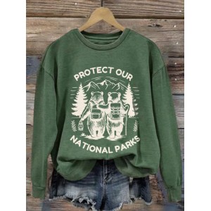 Retro Protect Our National Parks Print Sweatshirt