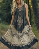 Womens Viking Celtic Knot Rune Art Linen Dress
