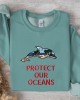 Eco Dolphin Embroidery Women's Crew Neck Sweatshirt