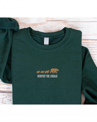 Embroidered Respect For Natives Mama Bear And Cub Ladies Sweatshirt