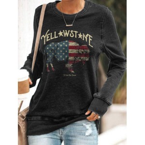 Us National Park Cow Flag Design Sweater