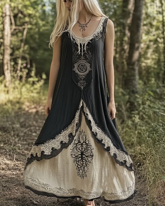 Womens Viking Tree Of Life Celtic Knot Art Linen Dress