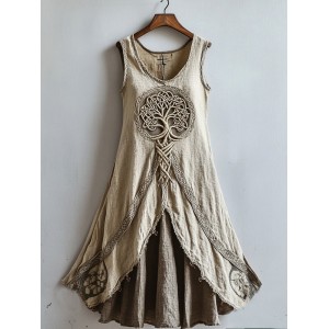 Viking Tree Of Life Celtic Knot Art Linen Tank Dress