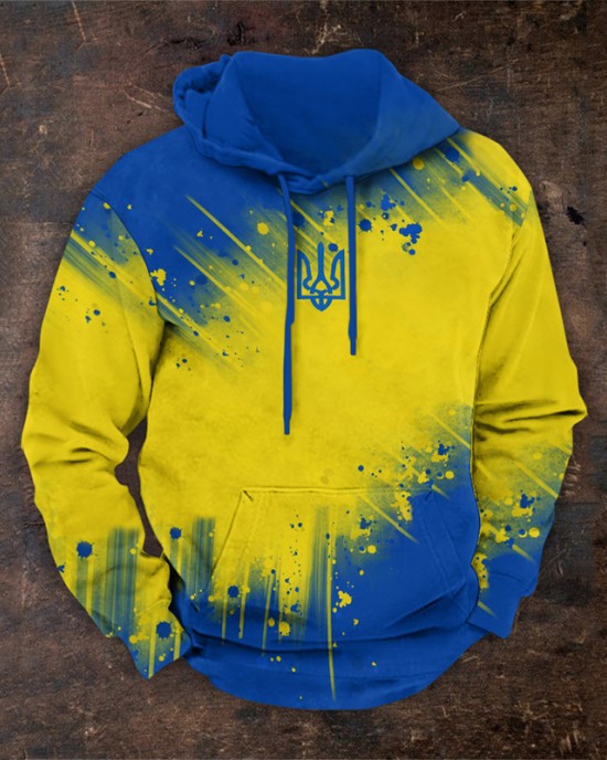 Men's Ukrainian Trident Gradient Art Hoodie