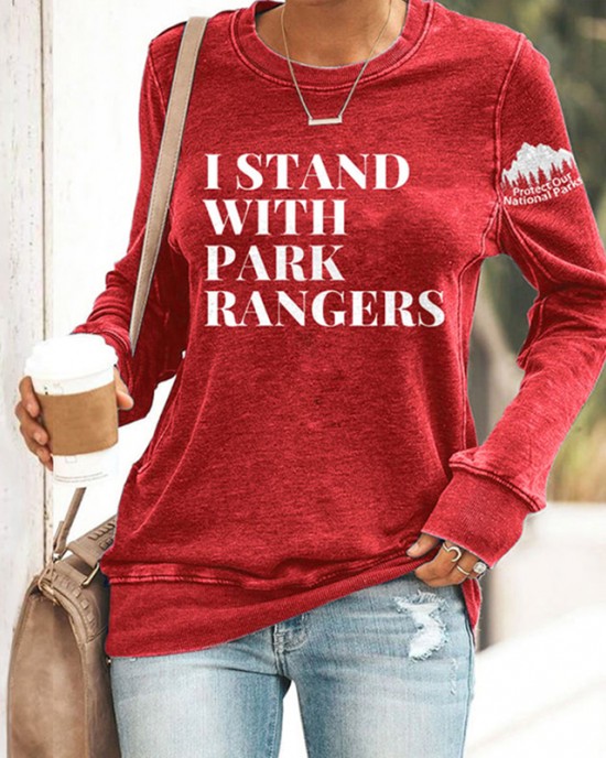 I Stand With Park Rangers Protect Our National Parks Print Sweatshirt