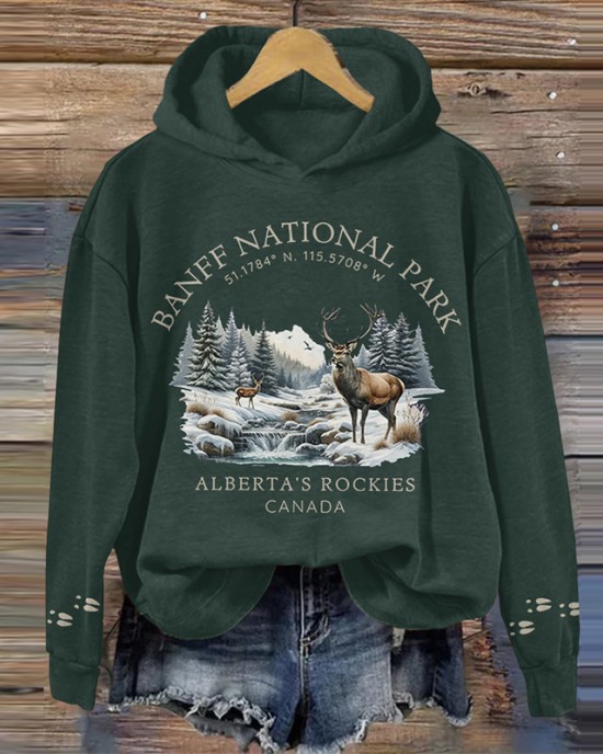 Banff National Park Canada Moose Crew Neck Sweatshirt