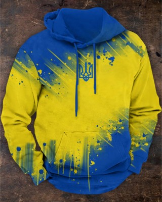 Men's Ukrainian Trident Gradient Art Hoodie