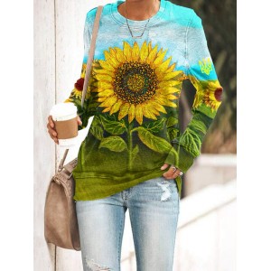 Ukrainian Sunflower Peace Print Women's Sweatshirt