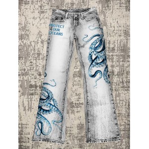 Protect Our Oceans Octopus Tentacle Print Women's Micro Pant
