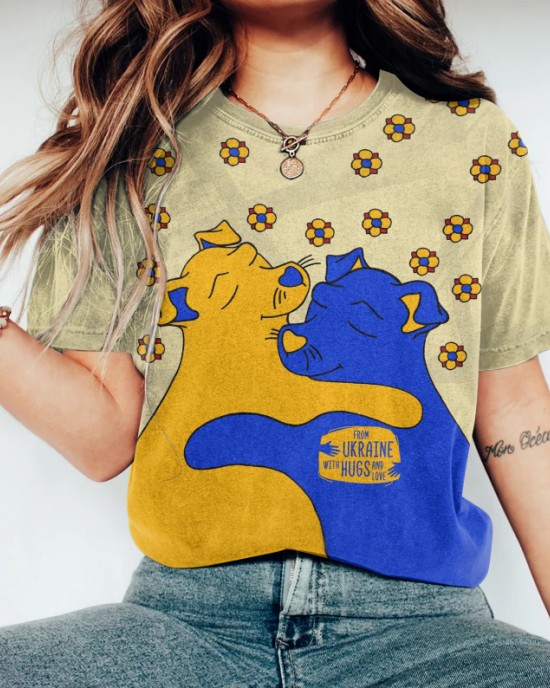 From Ukraine With Hugs And Love Printed Short-sleeved T-shirt