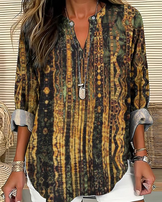 Vintage Gilt Geometric V-Neck Shirt