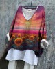 Pray For Ukraine Sunflower Print Women's Linen Shirt