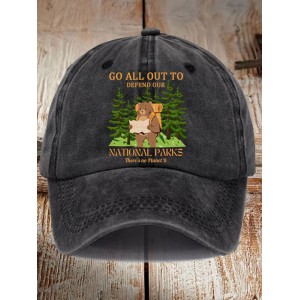 Unisex Distressed Washed Cotton Protect National Parks Hat