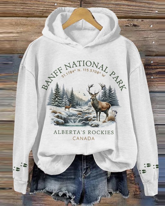 Banff National Park Canada Moose Crew Neck Sweatshirt