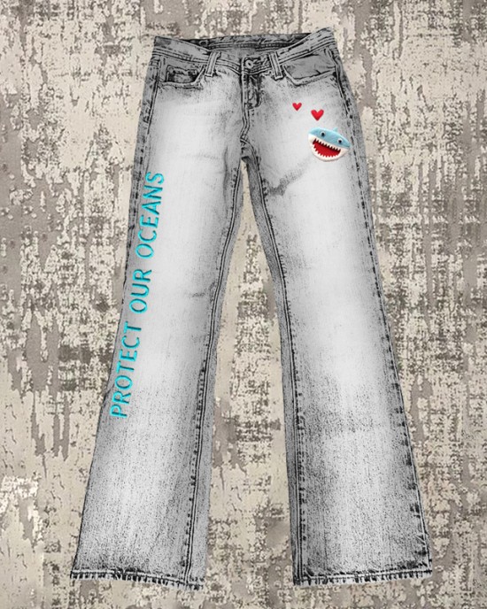 Protect Our Oceans Love Shark Embroidered Women's Micro Pant