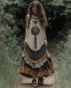 Vintage Tribal Viking Wolf Celtic Knot Linen Blend Tank Midi Dress