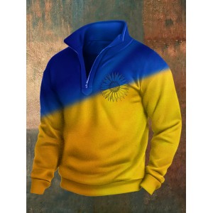 Men's We Stand Together Stop Ukr War Art Print Casual Zipper Sweatshirt