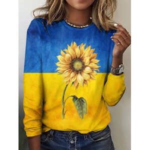 Women's Ukrane Sunflower Flowers Color T-shirt