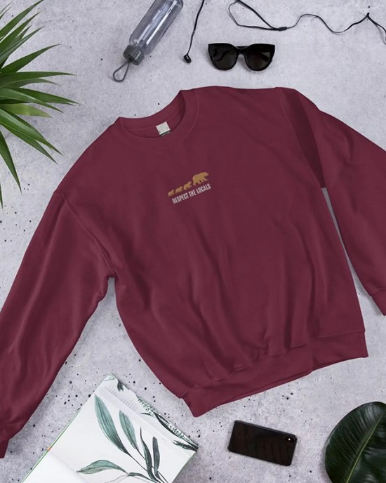 Embroidered Respect For Natives Mama Bear And Cub Ladies Sweatshirt