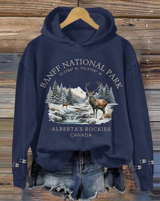 Banff National Park Canada Moose Crew Neck Sweatshirt