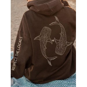 Respect The Locals Whales Print Comfy Hoodie